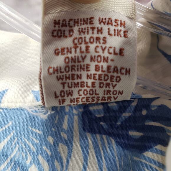 Caribbean Swimwear Men's Blue Cream Hawaiian Short Sleeve Shirt Size Large - Picture 8 of 14